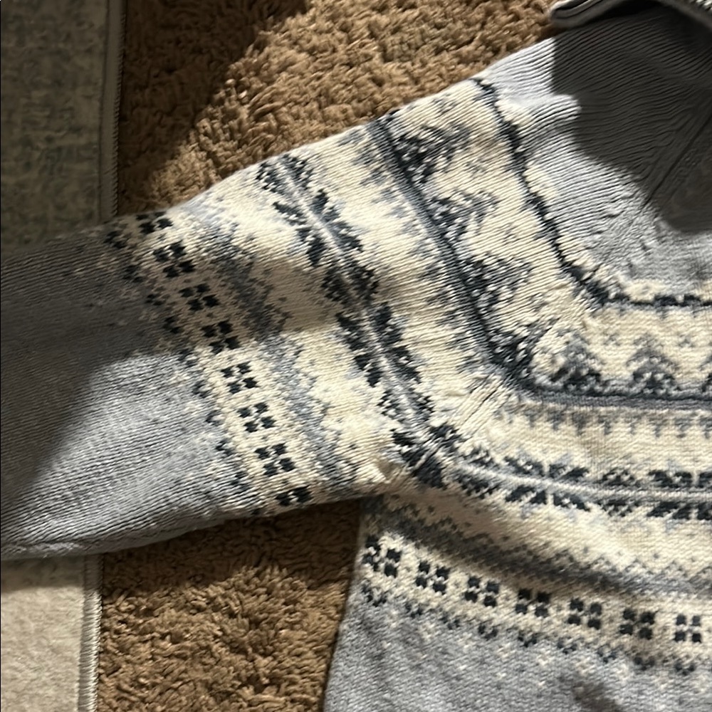 Gray Cowl Neck Sweater with Nordic Pattern - Picture 6 of 8
